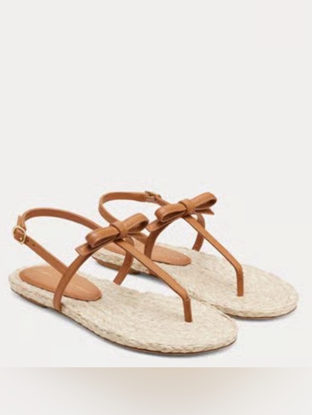 Stuart Weitzman Bow Espadrille Thong Sandals in Tan NEW 7.5